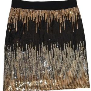 BISOU BISOU Metallic Sequin Black Silver Gold Skirt